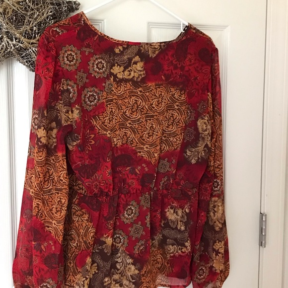 NorthStyle Sheer Blouse with brown lining M EUC - Picture 3 of 3